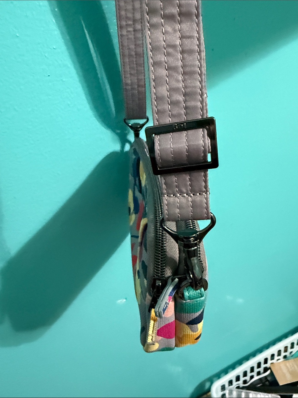lug Floral Mini Crossbody Bag in Gray with Multicolor Flowers - Picture 3 of 7